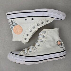 Converse Chuck Taylor All Star High Top Floral Embroidery Ivory Women's Size 6
